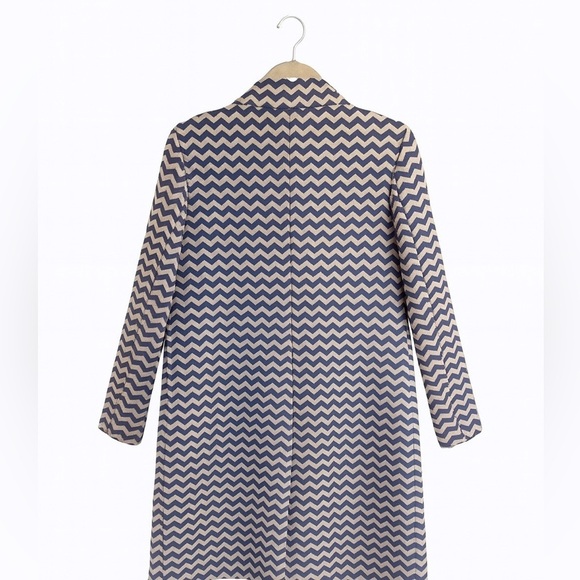 Boden Amelia Chevron Zig Zag Wool Blend Dress Coat Purple Taupe Size 10 - Picture 4 of 4